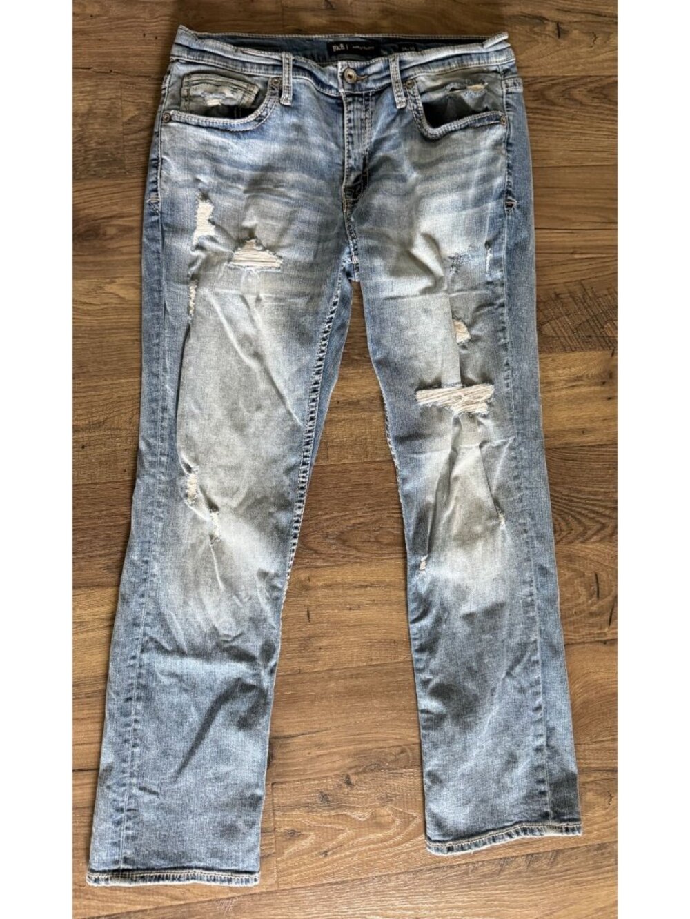 BKE Denim Jake Straight Jeans Distressed Medium Wash The Buckle Men’s 34x30